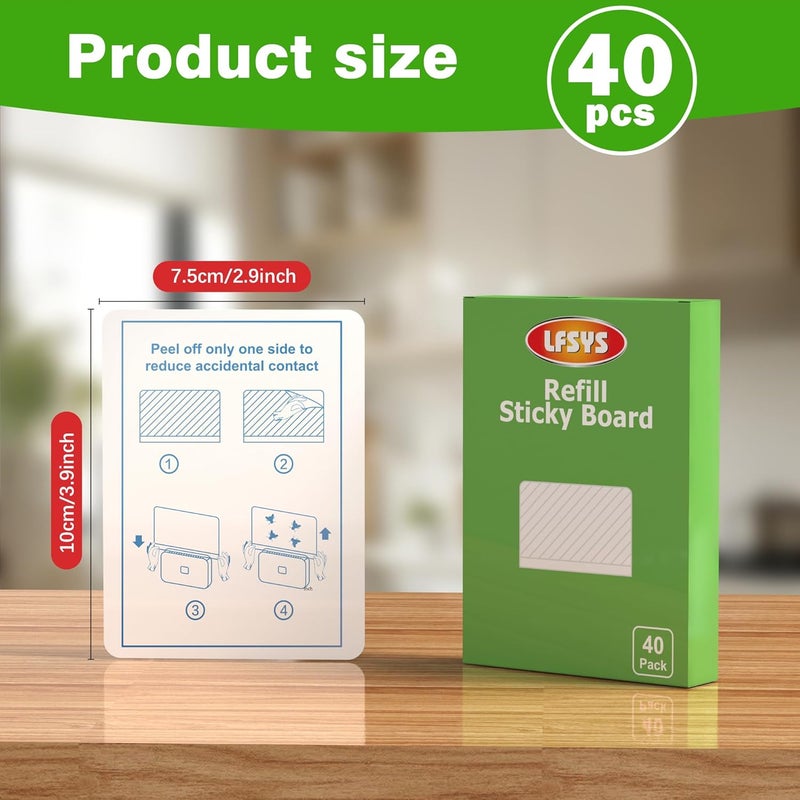 LFSYS 40 Packs Refill Card(Refills Only) for Plug in UV Light Fly Trap, Sticky Board Refills for Plug-in Fly Trap - Image 2